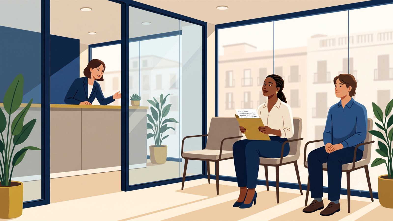 Titulada esperando una entrevista durante su residencia por búsqueda de empleo
