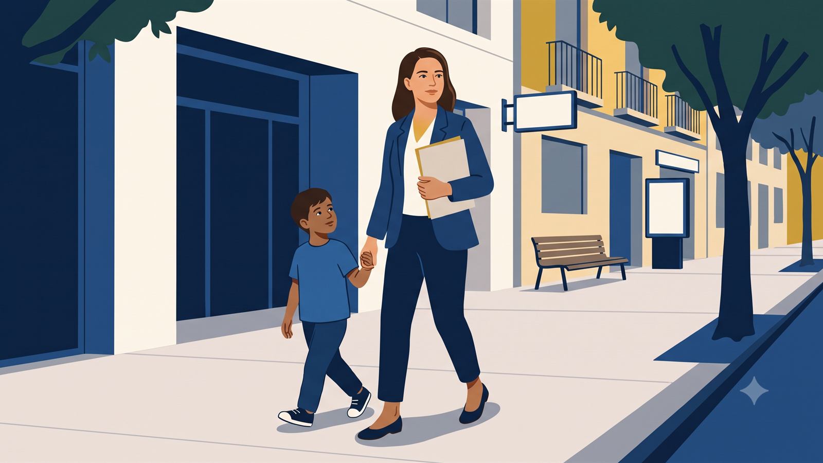 Madre con su hijo conservando la tarjeta comunitaria tras el divorcio
